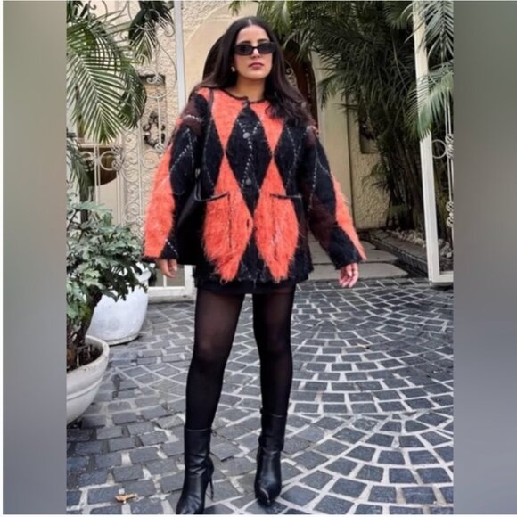 Zara KNIT JACQUARD CARDIGAN NWT - Picture 2 of 14